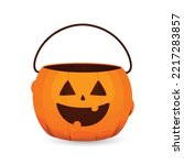 Jack'O pumpkin basket to collect candy on Halloween day, orange pumkin