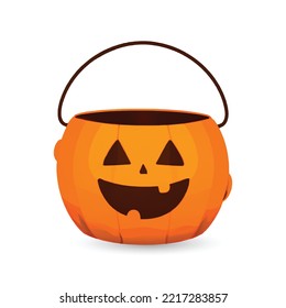 Jack'O pumpkin basket to collect candy on Halloween day, orange pumkin