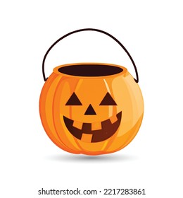 Cesta de calabaza Jack'O para recoger dulces el día de Halloween, calabaza naranja