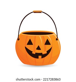 Cesta de calabaza Jack'O para recoger dulces el día de Halloween, calabaza naranja