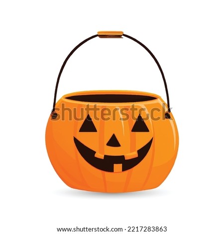 Jack'O pumpkin basket to collect candy on Halloween day, orange pumkin