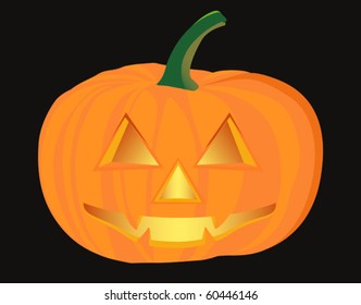 Jack-o'-lantern #3 - Dreadful Halloween pumpkin against a black background.