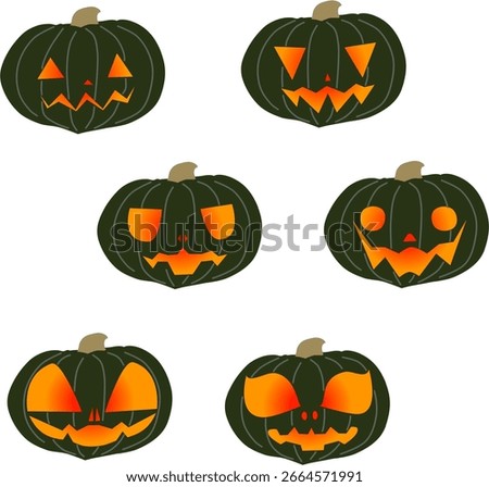 Jack-o'-lantern 6 looks patterns : kabocha | EPS