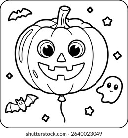 Jack-o-Lantern Balloon Coloring Page for kids