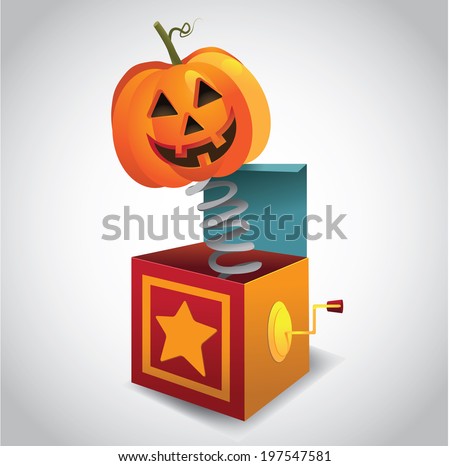 Jack-O-Lantern in the box. EPS 10 vector.