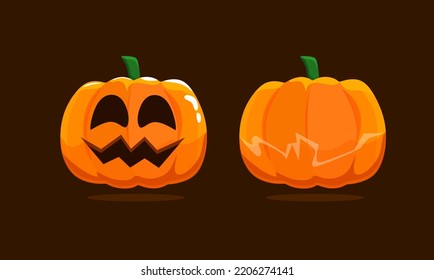 jack-o-lantern Halloween carved pumpkin flat vector icon for apps and websites