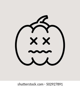 Jack-O-Lantern Halloween Outline Vector Icon