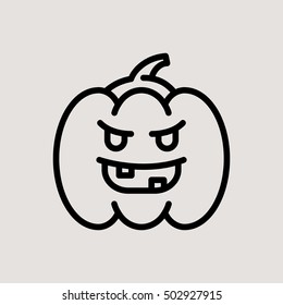Jack-O-Lantern Halloween Outline Vector Icon