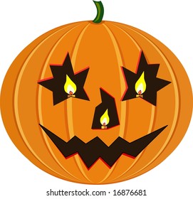 jack-o-lantern halloween pumpkin with candles inside