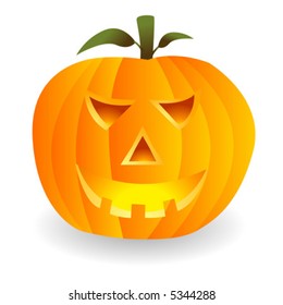 Jack-o-lantern. Halloween pumpkin isolated over white background
