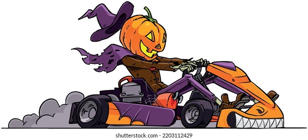 Jack-o-lantern Halloween Racer. Vector Illustration