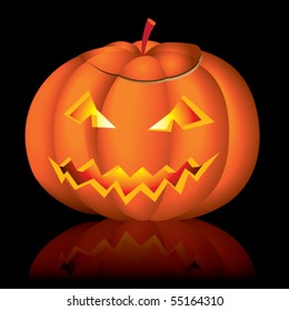 Jack-o-lantern halloween vector illustration on black background