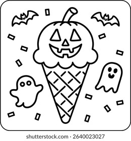 Jack-o'-Lantern Ice Cream Coloring Page