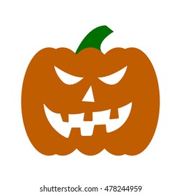 Jack-o'-lantern on white background, Jack-o-lantern Halloween pumpkin. Flat icon for apps, websites and media. Vector illustration.