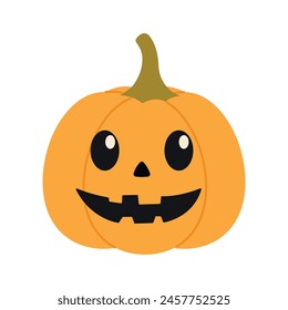 Jack-o-lantern. Pumkins with faces for Halloween design isolated on white background. Happy Halloween holiday banner for web, postcards, flyers, etc. Flat style vector illustration