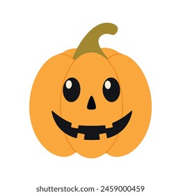 Jack-o-lantern. Pumkins with faces for Halloween design isolated on white background. Happy Halloween holiday banner for web, postcards, flyers, etc. Flat style vector illustration