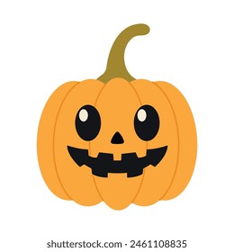 Jack-o-lantern. Pumkins with faces for Halloween design isolated on white background. Happy Halloween holiday banner for web, postcards, flyers, etc. Flat style vector illustration