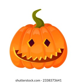 Jack-o-lantern pumpkin face expression. Halloween party pumpkin carving. Stock vector illustration isolated on white background in cartoon style.