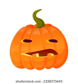 Jack-o-lantern pumpkin face expression. Halloween party pumpkin carving. Stock vector illustration isolated on white background in cartoon style.