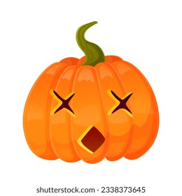 Jack-o-lantern pumpkin face expression. Halloween party pumpkin carving. Stock vector illustration isolated on white background in cartoon style.