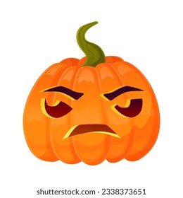 Jack-o-lantern pumpkin face expression. Halloween party pumpkin carving. Stock vector illustration isolated on white background in cartoon style.