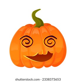 Jack-o-lantern pumpkin face expression. Halloween party pumpkin carving. Stock vector illustration isolated on white background in cartoon style.