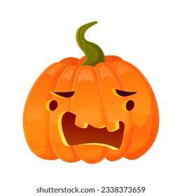 Jack-o-lantern pumpkin face expression. Halloween party pumpkin carving. Stock vector illustration isolated on white background in cartoon style.