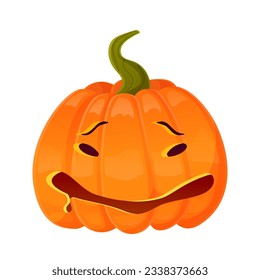 Jack-o-lantern pumpkin face expression. Halloween party pumpkin carving. Stock vector illustration isolated on white background in cartoon style.