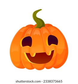 Jack-o-lantern pumpkin face expression. Halloween party pumpkin carving. Stock vector illustration isolated on white background in cartoon style.