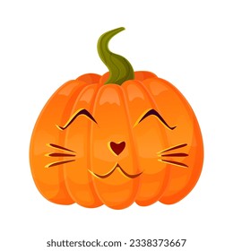 Jack-o-lantern pumpkin face expression. Halloween party pumpkin carving. Stock vector illustration isolated on white background in cartoon style.