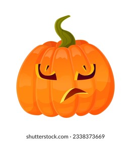 Jack-o-lantern pumpkin face expression. Halloween party pumpkin carving. Stock vector illustration isolated on white background in cartoon style.