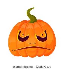 Jack-o-lantern pumpkin face expression. Halloween party pumpkin carving. Stock vector illustration isolated on white background in cartoon style.