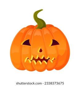 Jack-o-lantern pumpkin face expression. Halloween party pumpkin carving. Stock vector illustration isolated on white background in cartoon style.