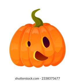 Jack-o-lantern pumpkin face expression. Halloween party pumpkin carving. Stock vector illustration isolated on white background in cartoon style.