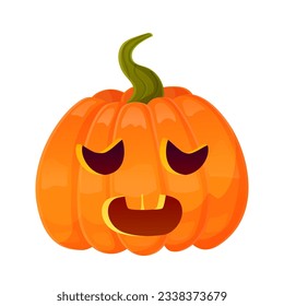 Jack-o-lantern pumpkin face expression. Halloween party pumpkin carving. Stock vector illustration isolated on white background in cartoon style.