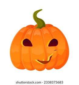 Jack-o-lantern pumpkin face expression. Halloween party pumpkin carving. Stock vector illustration isolated on white background in cartoon style.