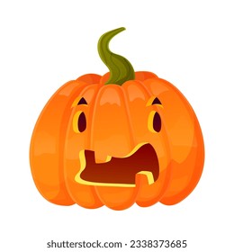 Jack-o-lantern pumpkin face expression. Halloween party pumpkin carving. Stock vector illustration isolated on white background in cartoon style.