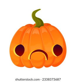 Jack-o-lantern pumpkin face expression. Halloween party pumpkin carving. Stock vector illustration isolated on white background in cartoon style.