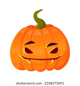 Jack-o-lantern pumpkin face expression. Halloween party pumpkin carving. Stock vector illustration isolated on white background in cartoon style.