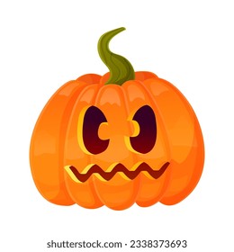 Jack-o-lantern pumpkin face expression. Halloween party pumpkin carving. Stock vector illustration isolated on white background in cartoon style.