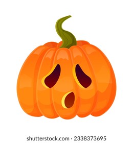 Jack-o-lantern pumpkin face expression. Halloween party pumpkin carving. Stock vector illustration isolated on white background in cartoon style.