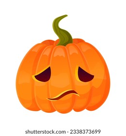 Jack-o-lantern pumpkin face expression. Halloween party pumpkin carving. Stock vector illustration isolated on white background in cartoon style.