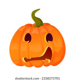 Jack-o-lantern pumpkin face expression. Halloween party pumpkin carving. Stock vector illustration isolated on white background in cartoon style.