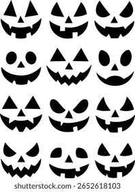 Jack-O'-Lantern Vetor de rosto de abóbora - Design de Halloween assustador ou engraçado para adesivos, escultura e projetos de Cricut