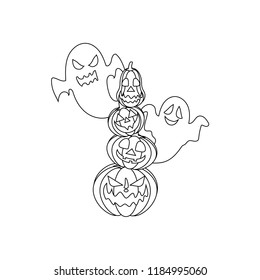 Jack-o-lantern pumpkin and ghost