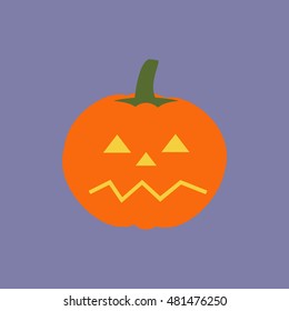 Jack-o-lantern pumpkin halloween on the purple background. Vector illustration