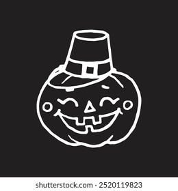 Jack-O-lanterna cabeça de abóbora ilustração para Halloween em fundo preto