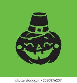 Jack-O-lanterna cabeça de abóbora ilustração para Halloween preto em verde