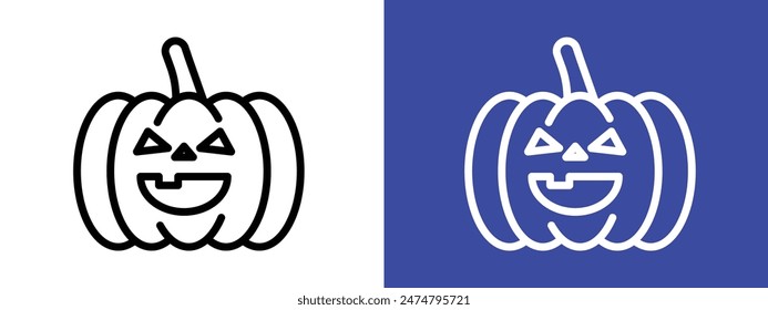 Jack-o'-Lantern Pumpkin Icon Ideal for Halloween and Seasonal Decorations