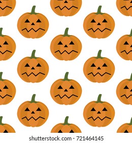 Jack-o-lantern pumpkin pattern on the white background. Vector illustration